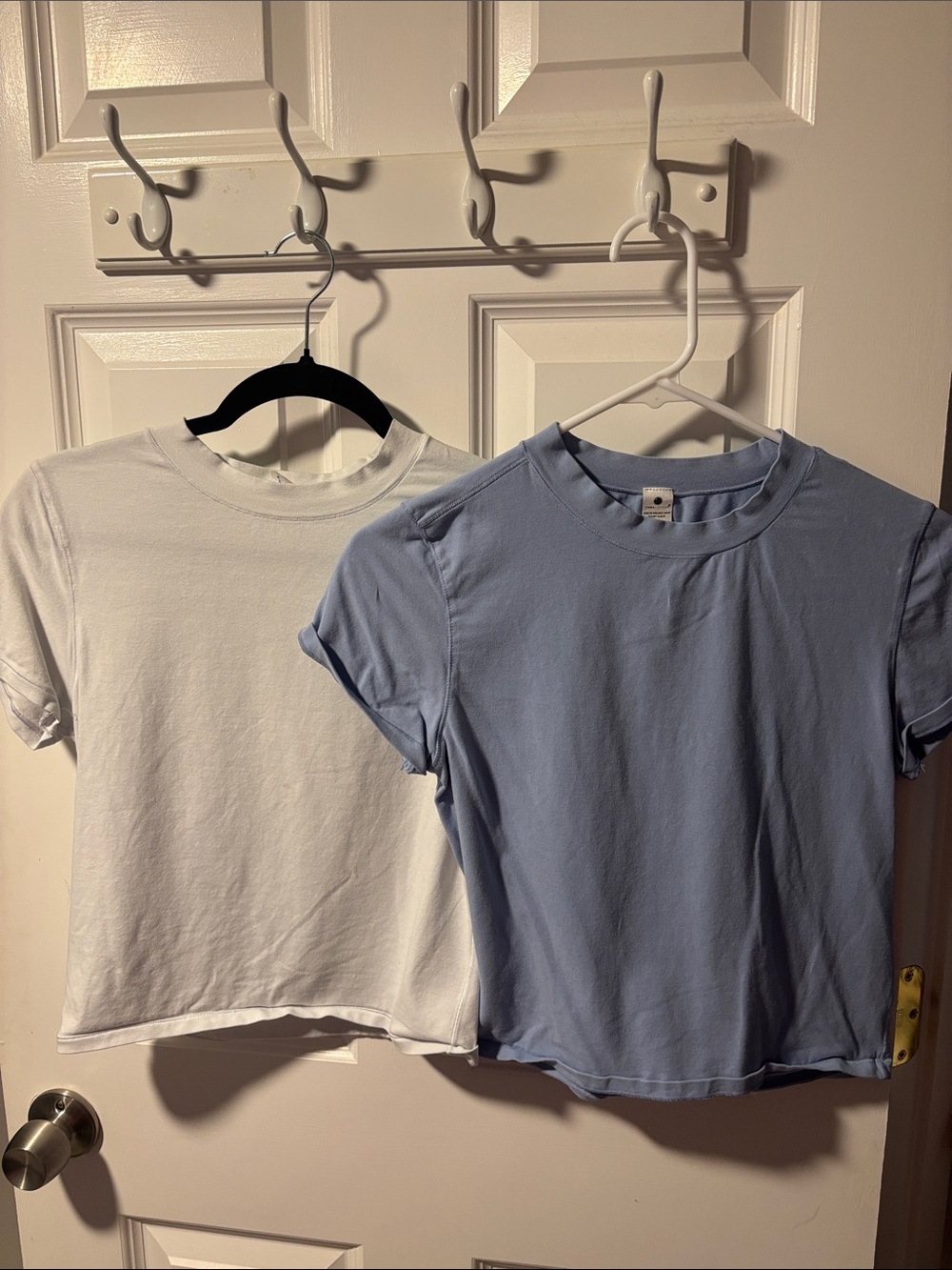 Short Sleeve Crewneck Tee - White and Light Blue